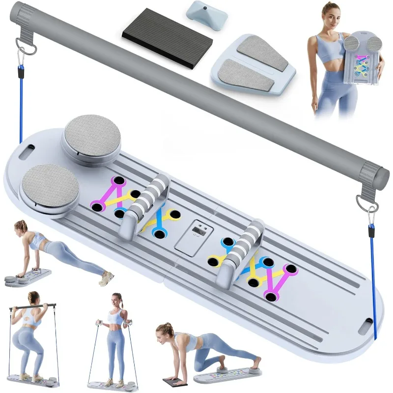 Juego de reformadores de Pilates, tablero de Pilates Abdominal multifuncional para entrenamiento en casa, plegable 15 en 1