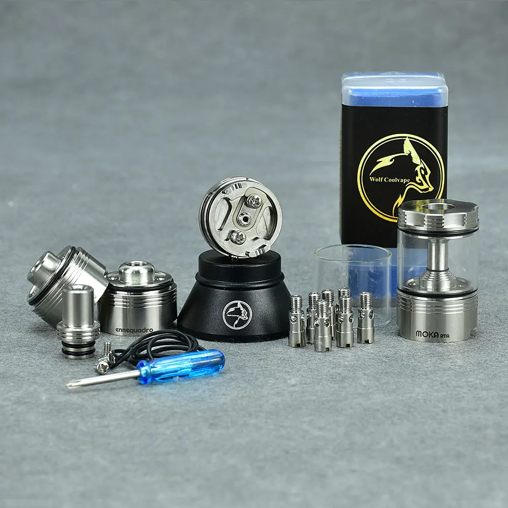 Imagem -04 - Atomizador Reconstruível Wolfcoolvape-moka Rta com Pinos de ar Chambers 316ss 4.5ml 22 mm Bobina Simples Tanque Vape