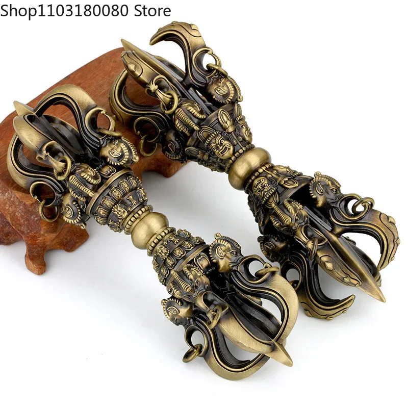 

Exquisite Copper gokosho Lotus master Five-pronged Vajra Dorje sculpture Tibet buddhism Faqi,15cm,12cm,10cm,8.5cm