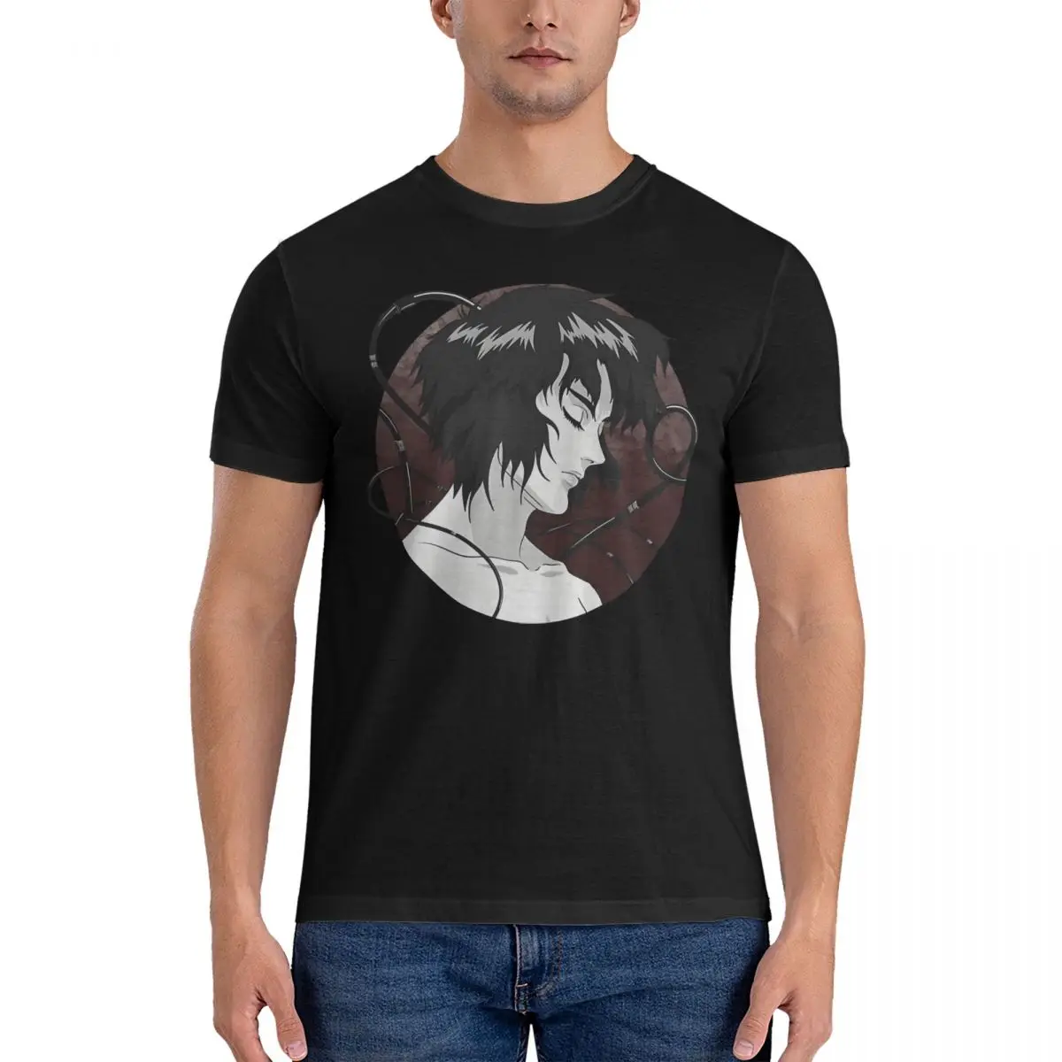 Awesome Kusanagi T-Shirts for Men O Neck Cotton T Shirts Ghost In The Shell Short Sleeve Tee Shirt Gift Idea Tops