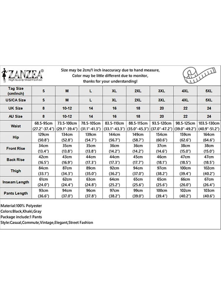 Zanzea-女性用ロングパンツ,ハイウエスト,ルーズフィットとワイドレッグ,モノクロ,特大ストリートウェア,ファッショナブルでカジュアル,2024秋