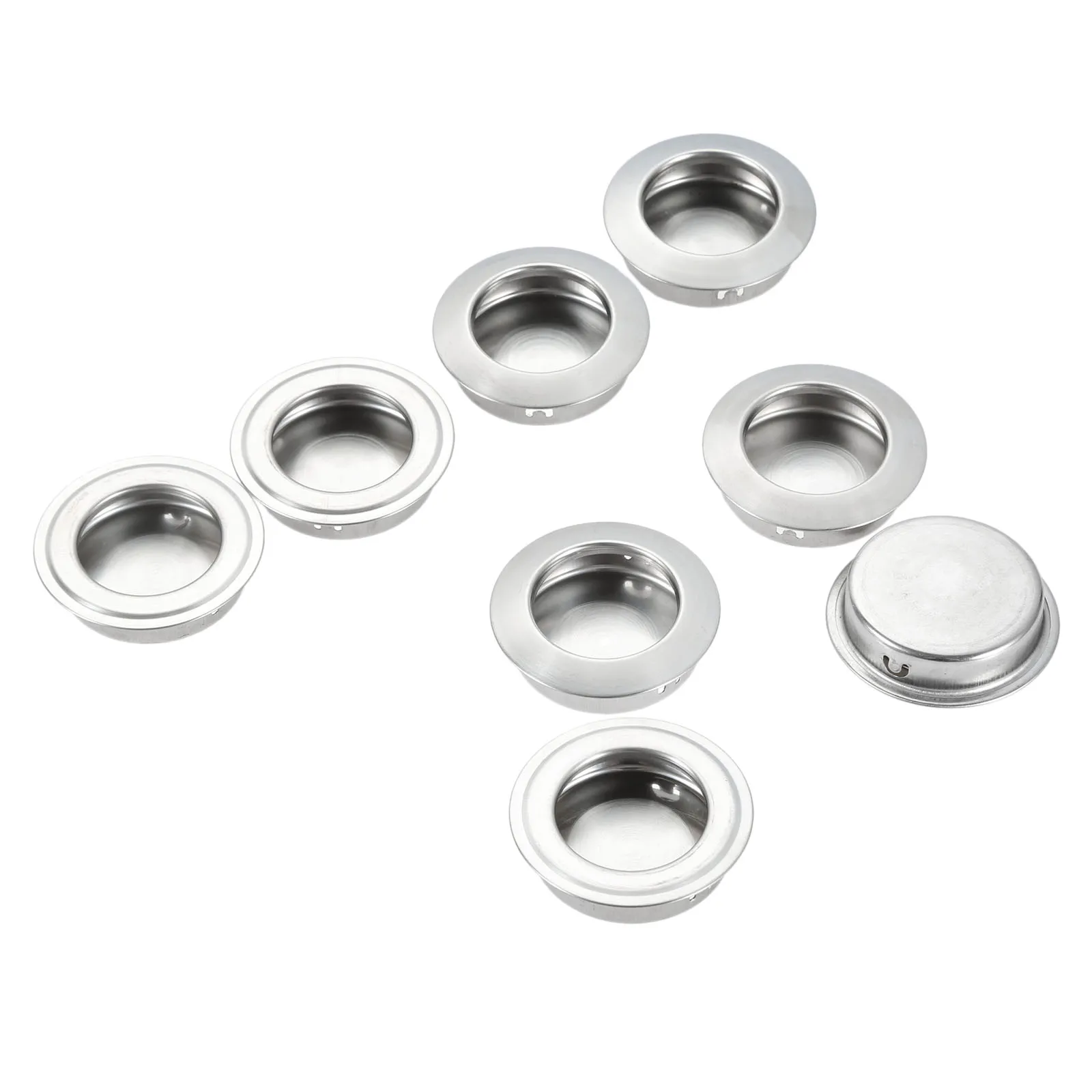 10Pcs Stainless Steel Flat/Sloped Door Handles Round Recessed Flush Pulls Finger Insert Sliding Door Drawer Cabinet Pulls Handle