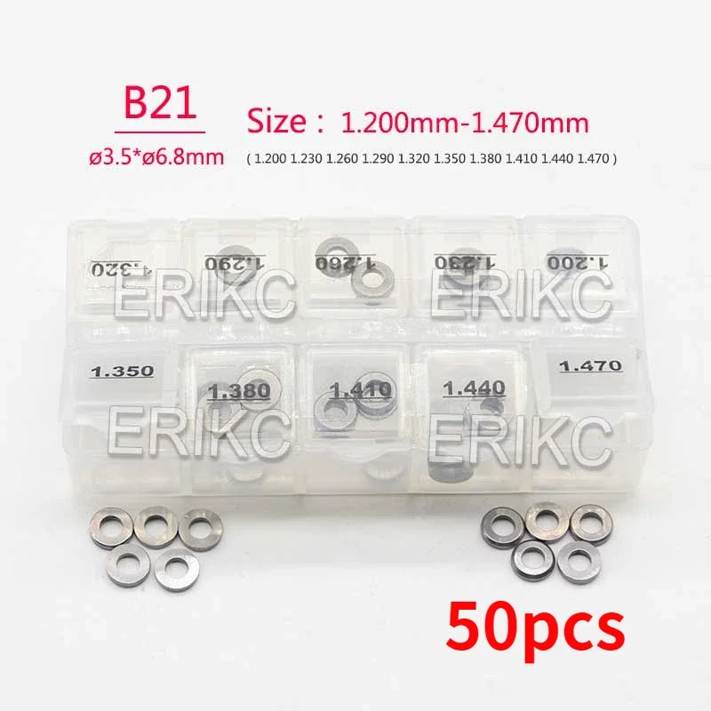 50PC B21 Injector Adjustment Shim Size 1.20-1.47mm Diesel Inyector Nozzle Adjusting Washer Sizes 1.50-1.77mm 100pcs