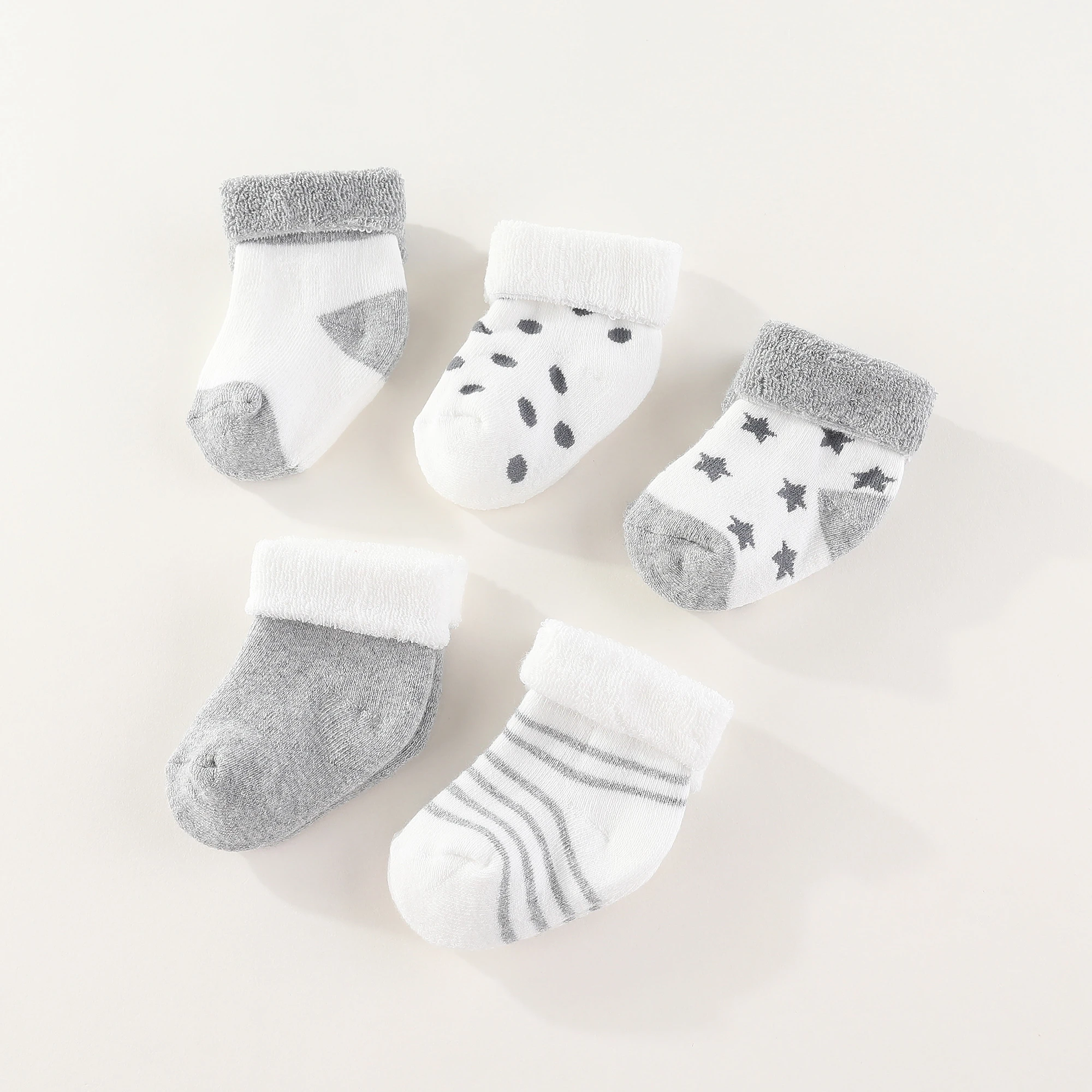 Fetchmous 5 Pairs 100%Cotton Baby Girls Socks Sets Newborn 0-12M Unisex Baby Boys Socks Infant Supplies Accessories Bebes