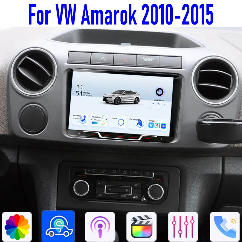 

9'' For VW Amarok 2010-2015 Car Radio Head Unit Wireless Carplay Apple Android 15 Auto Intelligent System GPS WIFI 4-64GB BT