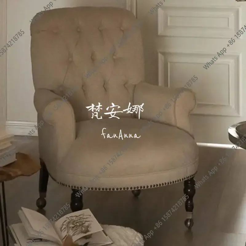 X25 Nordic Light Luxury Single Sofa Chair Tiger Bedroom Chair American Country Balcony Leisure Chair Photography Fabric Sofa