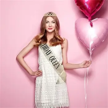 閃亮水鑽水晶皇冠生日週年紀念裝飾 18 21 30 40 50歲生日快樂 緞帶派對用品 8 最佳銷售 30歲生日快樂 - №6