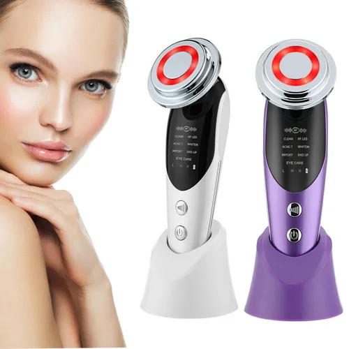 Dispositivo de Estiramiento Facial 7 en 1, microcorriente EMS, rejuvenecimiento de la piel, LED, masajeador reafirmante para el cuello, aparato de cuidado de belleza Facial