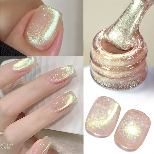 BORN PRETTY-esmalte de Gel magnético con purpurina dorada, 10ml, rosa brillante, desnudo, verde, barniz LED UV para manicura, arte de uñas