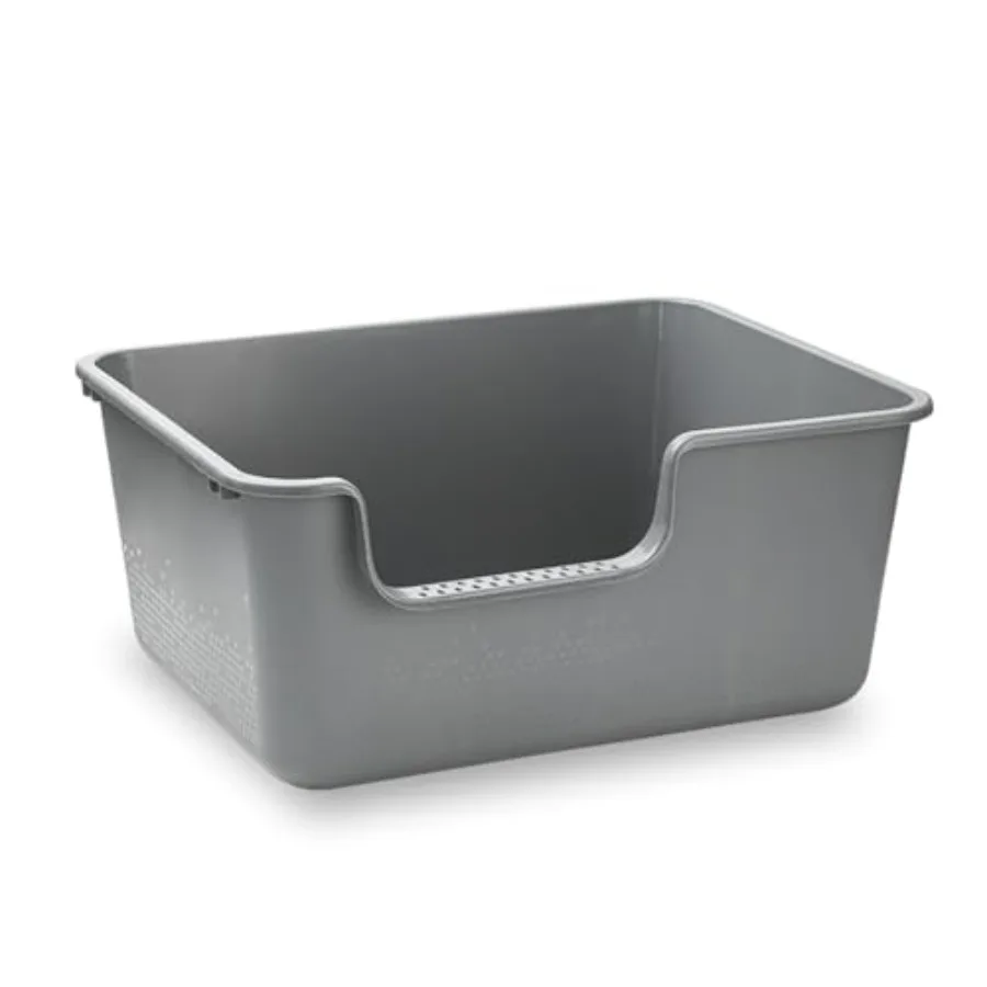 Large Cat Litter Box with High Sides, Cat Litter Pan with Low Entry, Cat Box for Indoor Kittens and Senior Cats, Anti-Splashing