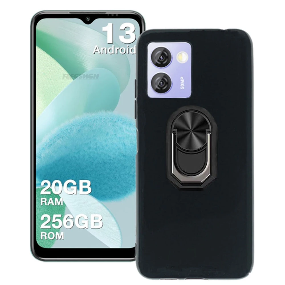 Para doogee n50 pro 6.52 "2023 anel de dedo traseiro macio tpu silicone caso para doogee n50 pro n50pro suporte capa do telefone