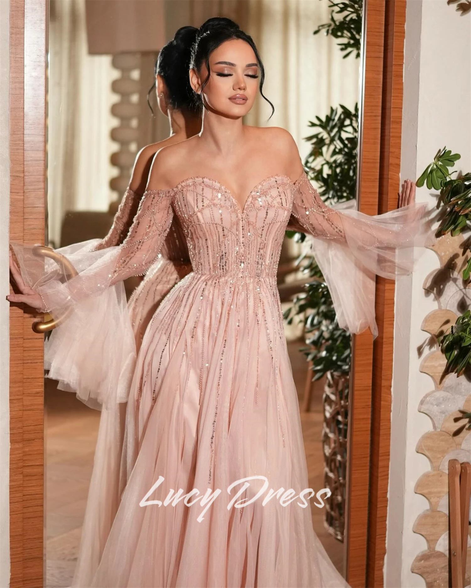 Lucy robe de soirée personnalisée robes de soirée pour les invités de mariage robes de bal femme robe d'occasion spéciale robes de soirée roses