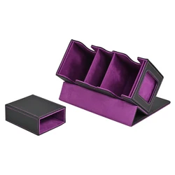 Card Deck Box with two display window and dice box,Holds 200+ Double Sleeved Cards,PU Leather Card Box Fits for TCG CCG Card