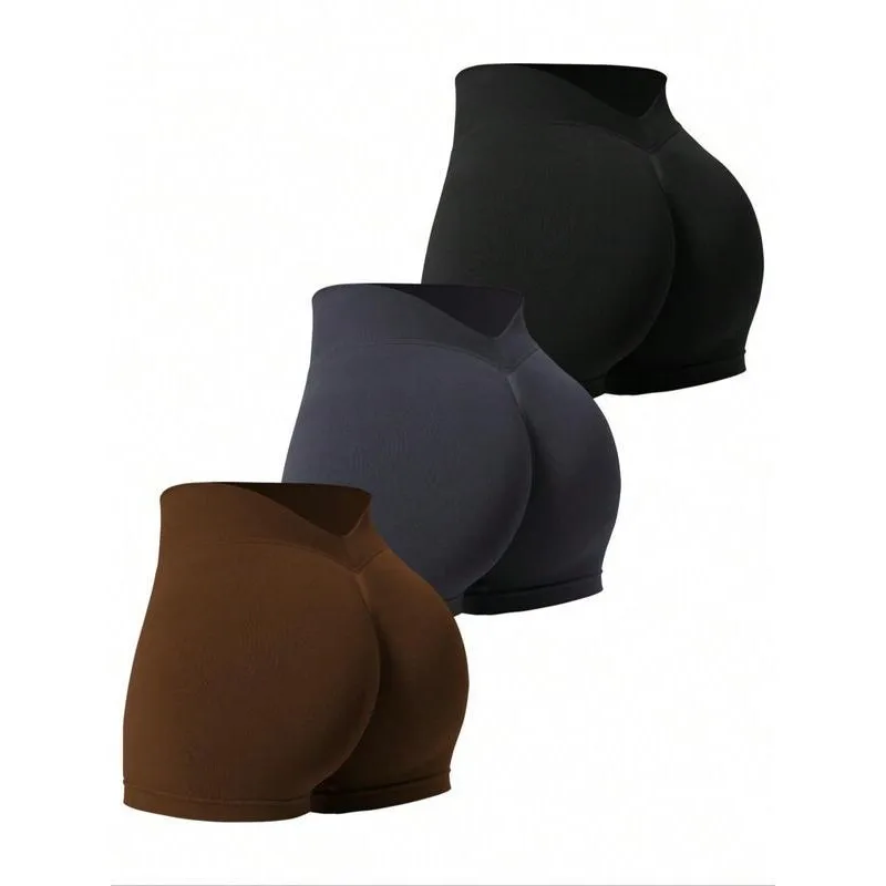 

High Waist Yoga Shorts Women's Fashion Summer Shorts X 37320 V Waist Cross-Border Trade Yoga Pants Ladies' Set/Work Uniform