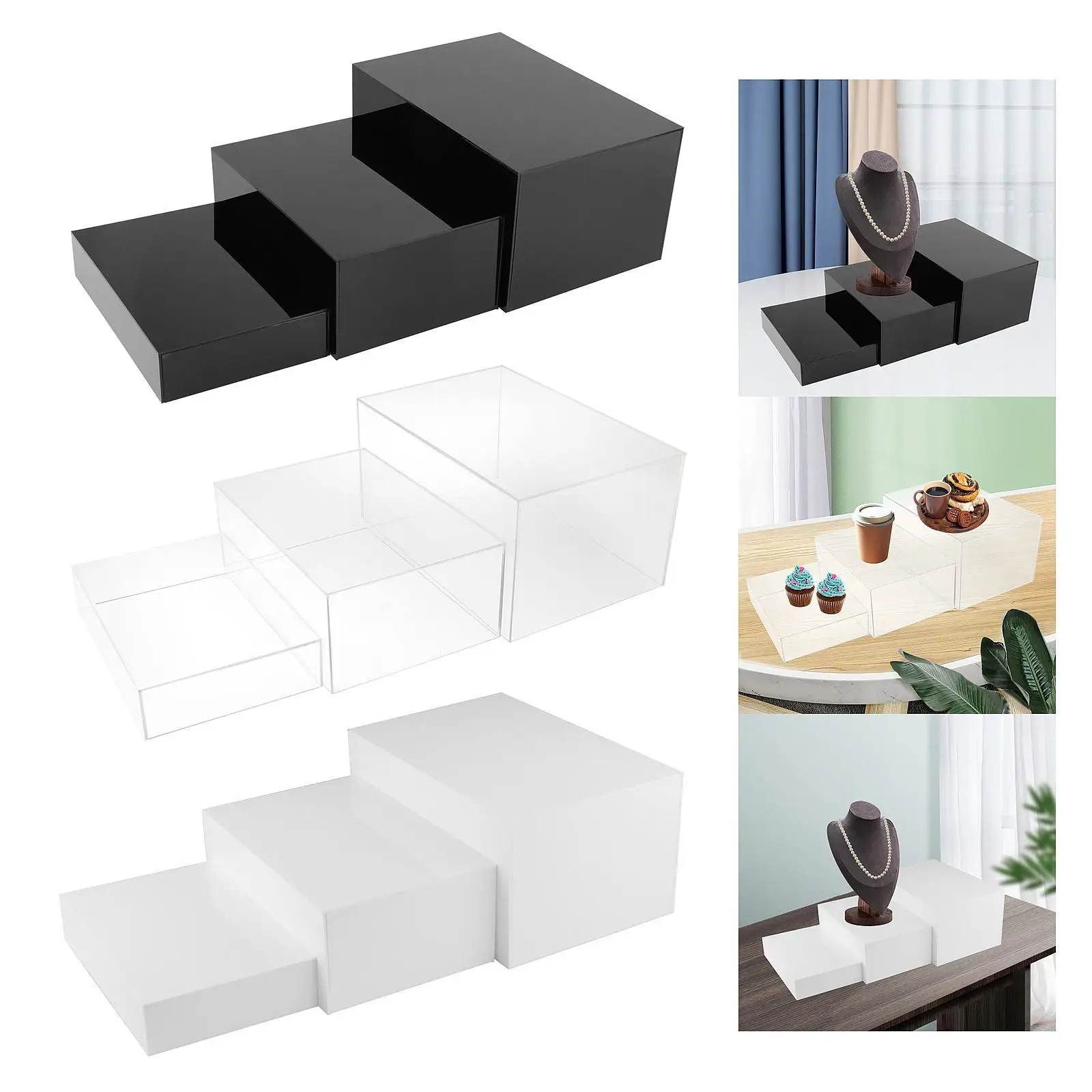 

3x Buffet Risers with Hollow bottoms Decoration Jewelry Display Risers Cake