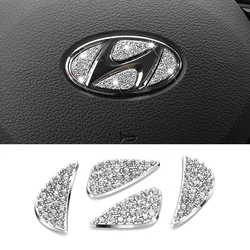 Car interior Car Steering Wheel Logo Crystals Diamond/ Carbon Fiber Decor Cover Sticker For Hyundai i20 i30 Tucson Accent