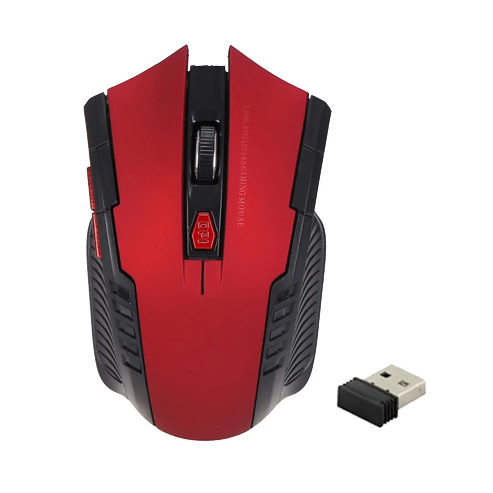 무선 게임 2.4Ghz 6 버튼 USB 광학 게임용 컴퓨터 빨간색 휴대용 경량 3단계 Dpi 10M 감지 거리 무선