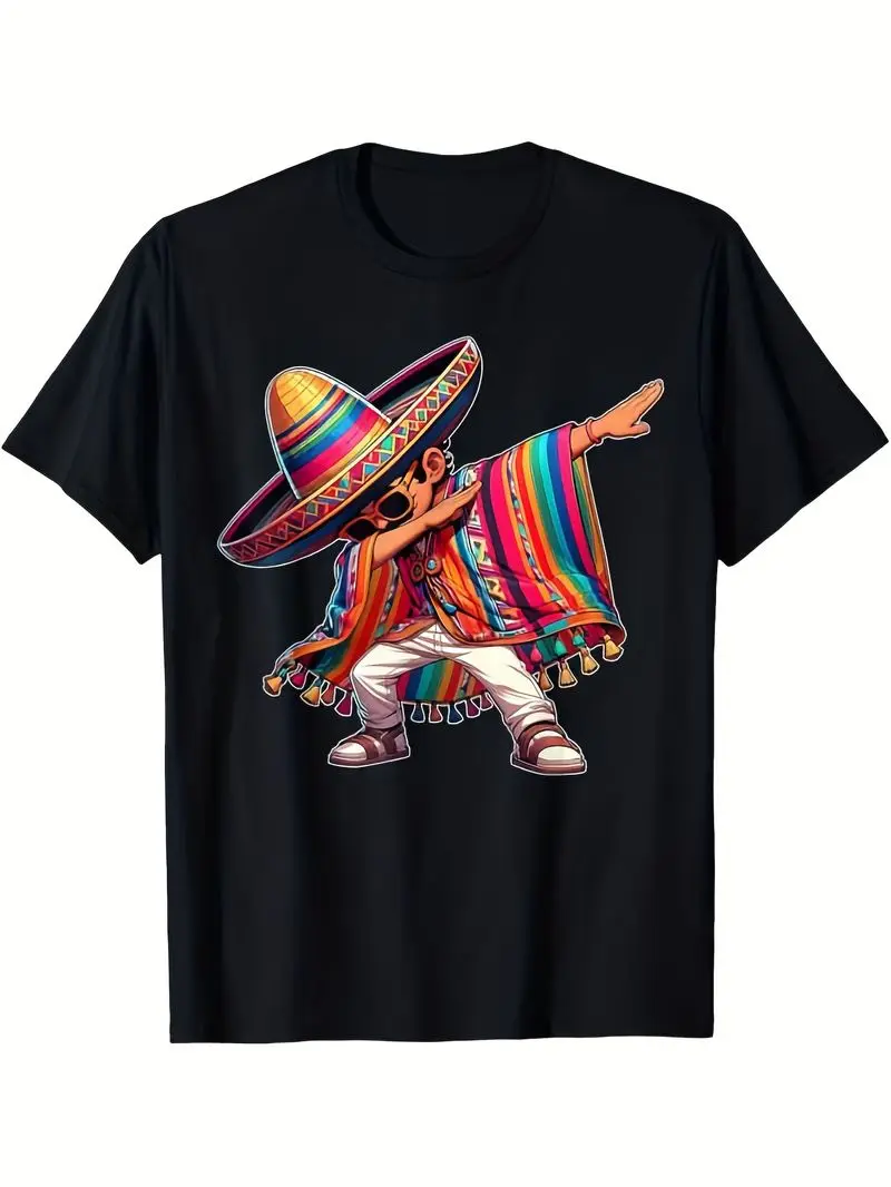 Men's & Women's Mexican Fiesta Graphic T-Shirt, Funny Sombrero & Mariachi Print, Unisex Casual Tee, S-Xxxl Gift Party Outfit