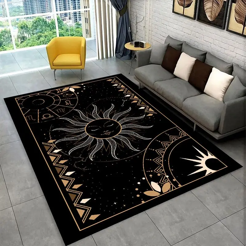 Cartoon Sun Moon Tarot Divination Magic Large Area Rug Non-slip Carpet for Bedroom Living Room Sofa Doormat Home Decor Floor Mat