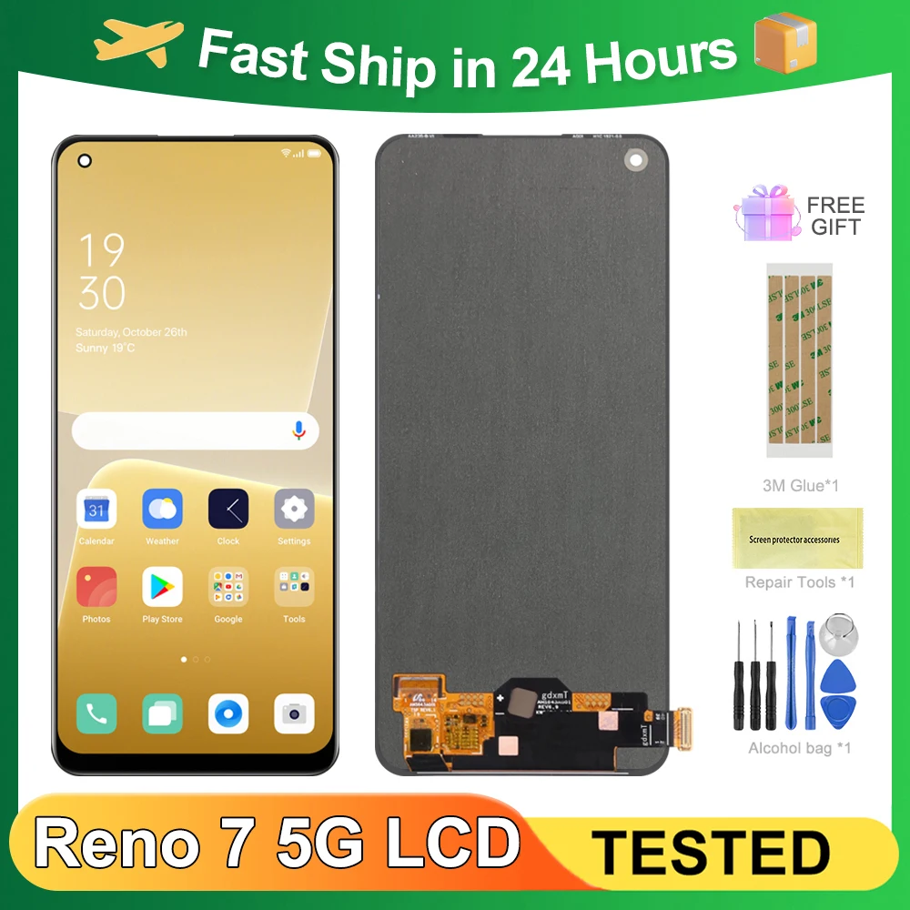 

Для OPPO 6,43 ''Reno7 5G для Reno 7 5G CPH2371 ЖК-дисплей, сменный преобразователь сенсорного экрана в сборе