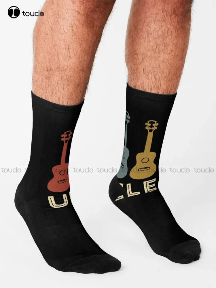 Ukelele Music Lover Vintage Musician. Hawaii Music Socks High Quality Cute Elegant Lovely Kawaii Cartoon Sweet Cotton Sock Retro