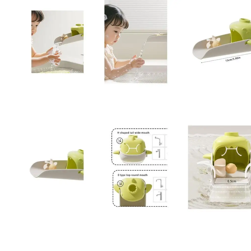 

652F Baby Hand Washing Water Spout Extender Cartoon Silicone Faucet Extender
