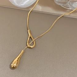 Unique Design Irregular Waterdrop Pendant Necklace for Women Fashion Gold Silver Color Stainless Steel Necklaces Jewelry Gifts
