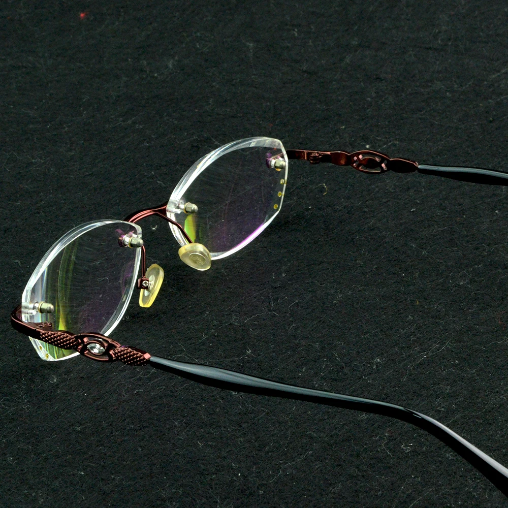 Clara Vida Red Diamond Rimless Women Lady Decoration Reading Glasses +1 +1.5 +2 +2.5 +3 +3.5 +4