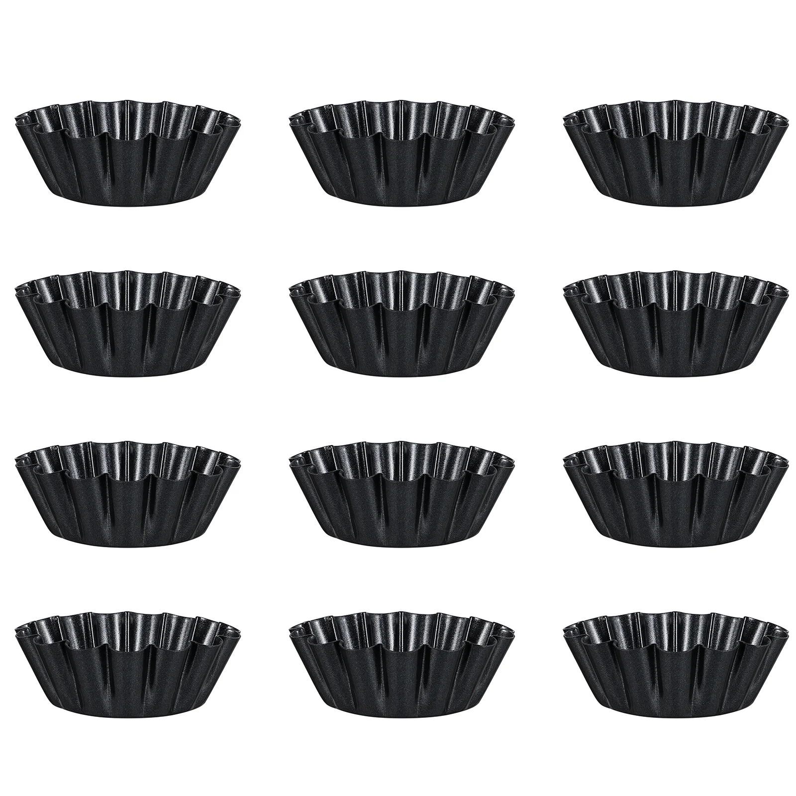 12pcs Mini Tart Molds Reusable Non stick Carbon Steel Baking Pans 446F Oven Safe Desserts Fruit Tarts