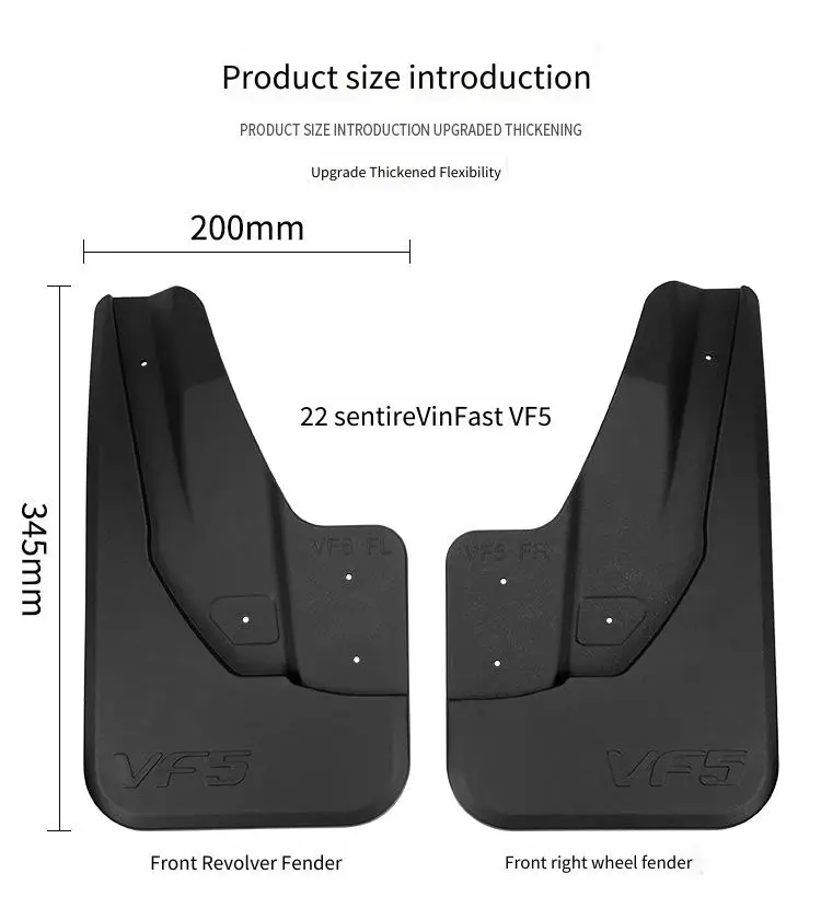 اللوحات الطينية لـ VinFast VF 5 2022-2025 واقيات رذاذ البرق واقيات الطين الأمامية والخلفية ملحقات السيارة