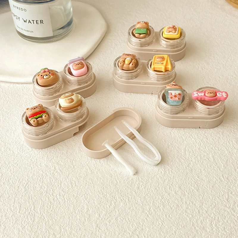 Portable Lovely Bear Contact Lens Box Holder Travel Eye Contact Lenses Case Container Storage Case Travel Accessories