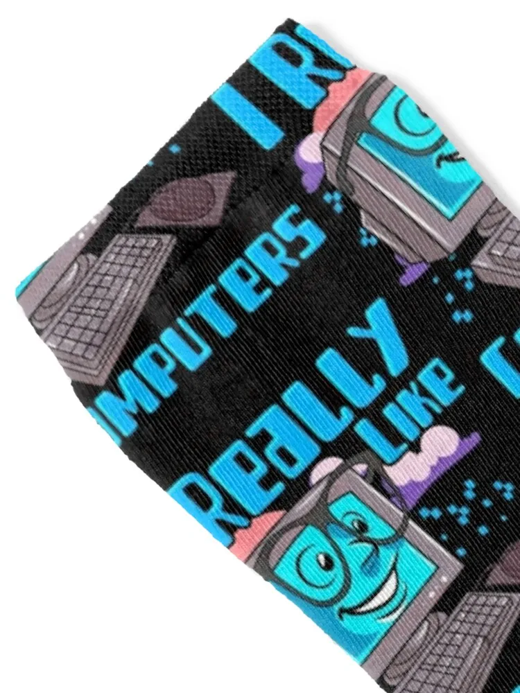 I Really Like Computers Nerdy Tech Guy Geek Socks kawaii Non-slip Women's Socks Men's