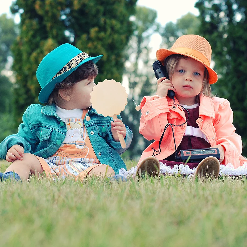 

6pcs Unfinished Wooden Rattle Drum Blank Diy Craft Kids Musical Instrument Early Childhood Development Wood Rattle Shakers