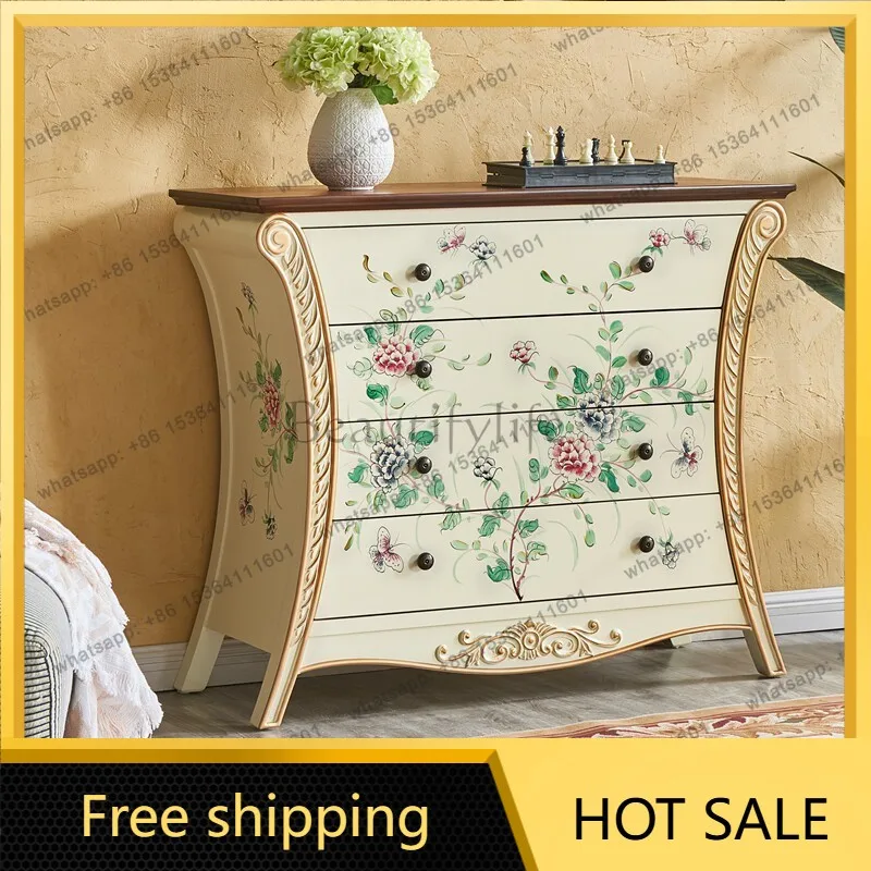 XX. American country solid wood porch cabinet retro living room locker