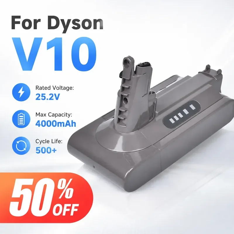 For Dyson V10 Vacuum Cleaner Battery Replacement with Long-Lasting Life for Dyson V10 Handheld and SV12 Models