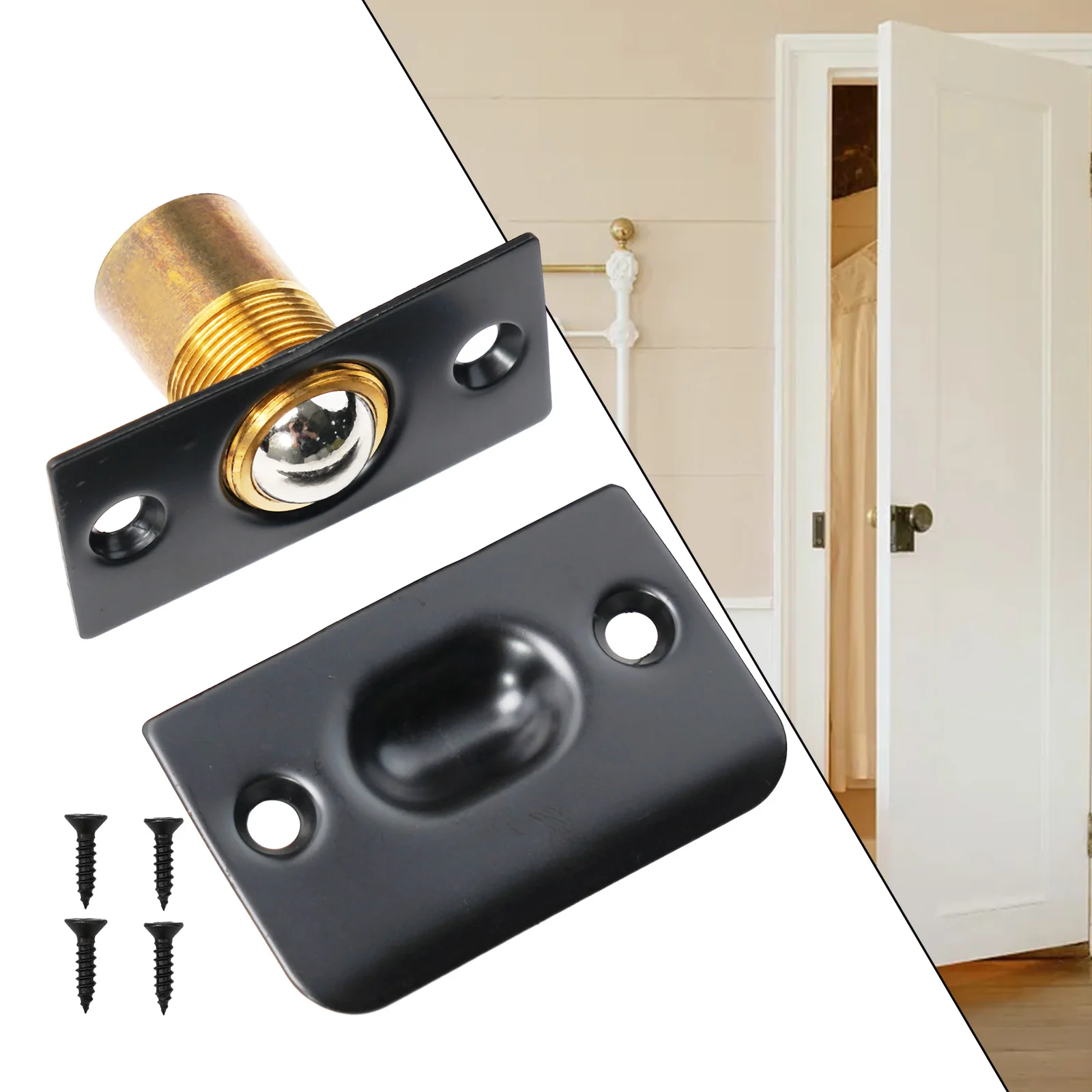 Latch Door Catch Parts Adjustable Brass Steel Door Replacement Roller Ball Spring For Swinging/French Doors Hoom Accessories