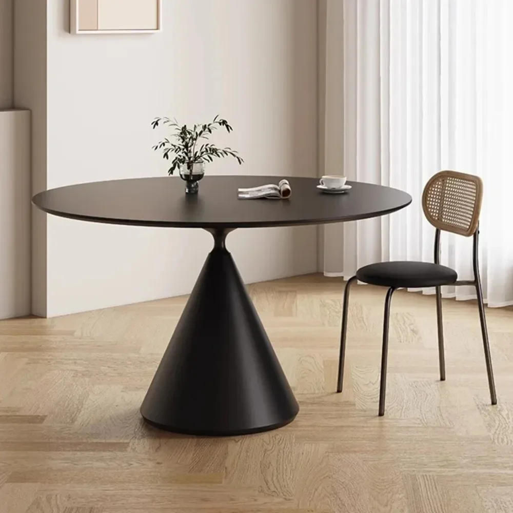 black Nordic Dining Table Set Modern Round Dining Table 6 People Design Simplicity Living Room Moveis Para Cozinha HomeFurniture