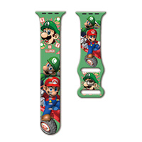 Fun Adventure King Mario Series Pattern Print Strap for Apple Watch 11/10/9/8/SE, Soft Silicone Replacement Band 45mm/44mm/42mm