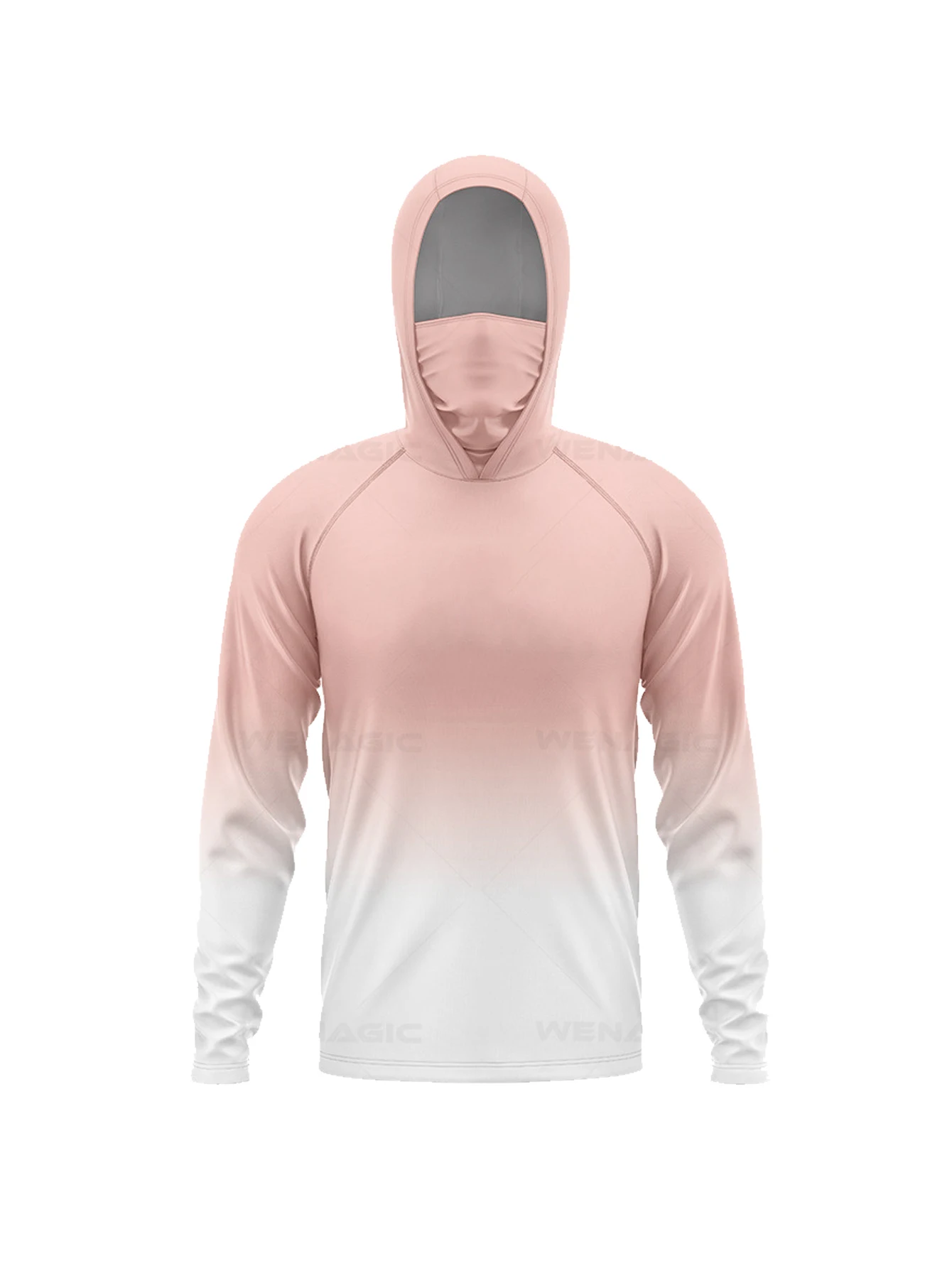 Herren Camo Angelhemd UPF50+ mit Kapuze und Gesichtsmaske, Langarm, Schnelltrocknend, Anti-UV, Atmungsaktiv, Outdoor-Angeloberteil – Detail 5