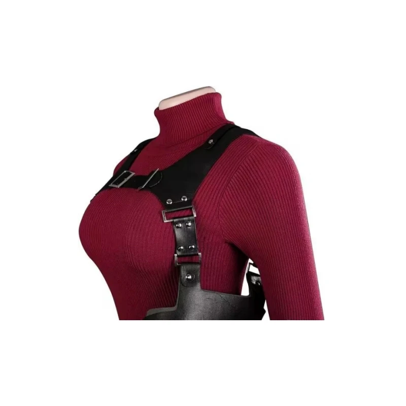 Game Evil 4 Remake Ada Wong Cosplay Costume Women Red Sweater Dress Straps Suits Halloween Carnival Role Play Clothes