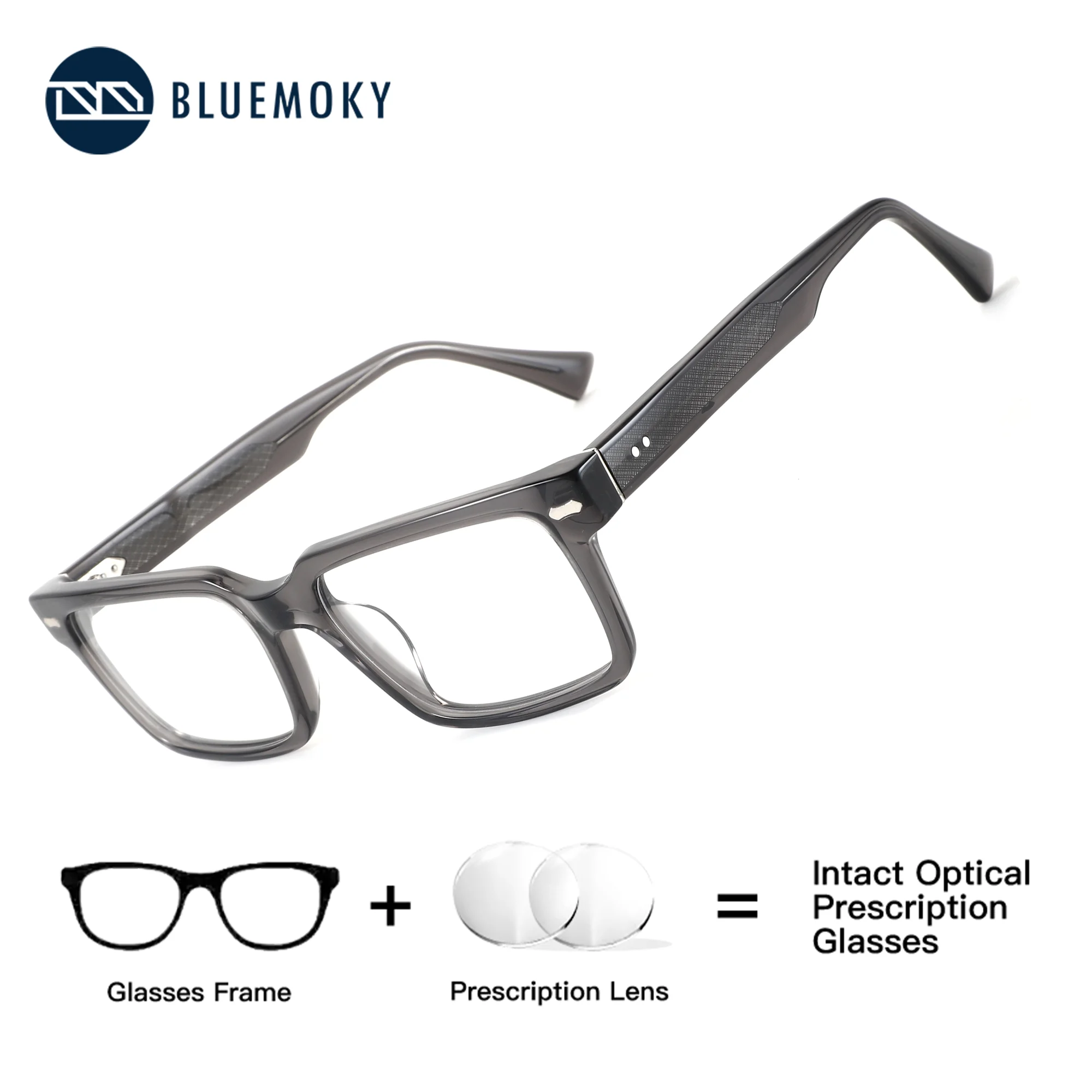 

BLUEMOKY Acetate Rectangle Prescription Eyeglasses Multifocal Eyewear Man Photochromic Anti Blue Light Men's Myopia Glasses