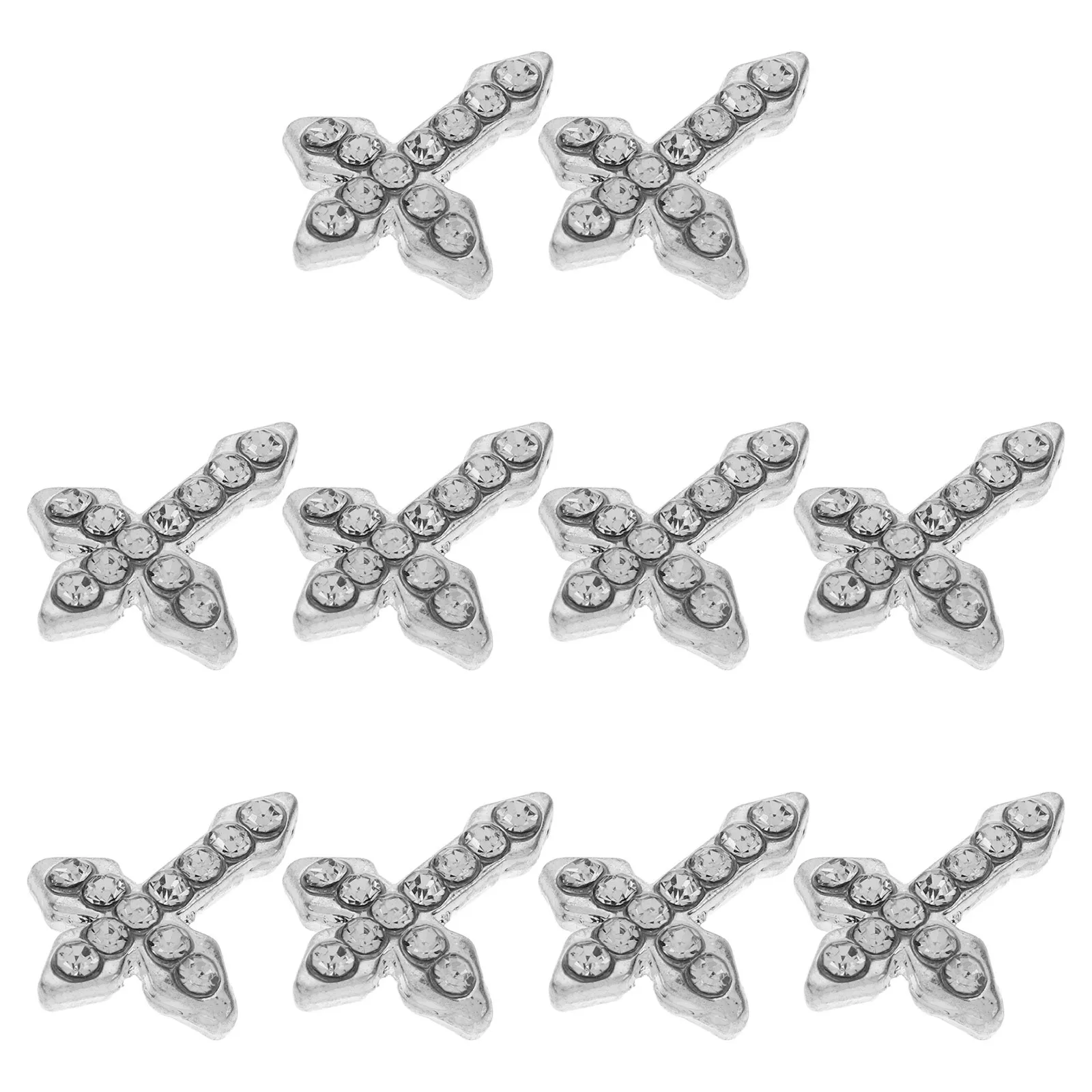 10 pçs cruz encantos de metal 3d suprimentos da arte do prego gótico encantos para unhas acrílicas strass charme ornamento decorações