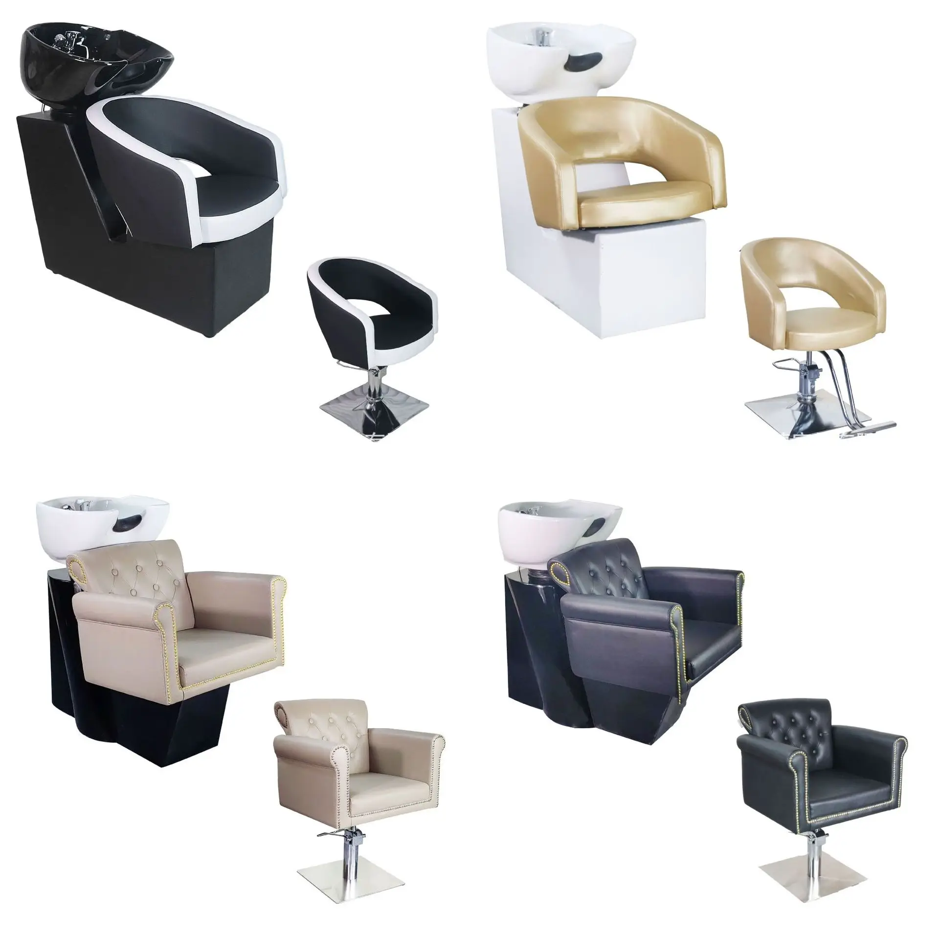 

Fanjie Barber Shop Shampoo Bed Hair Shop Fashion and Simple Ceramic Deep Basin Half Lying Flush Bed Hair Salon Special