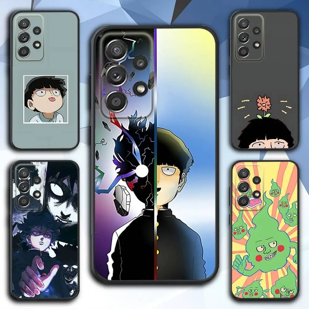 

M-Mob Anime Psycho 100 Phone Case For Samsung S 25,24,23,22,30,21,10,9,Ultra,Plus,Lite,FE,4,5 G Soft Black Case