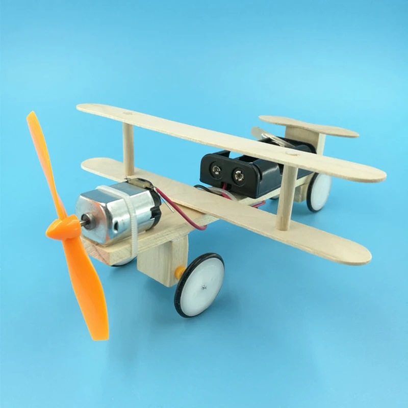 Kid Assembling Electric Toy Electric Handmade Taxiing Airplane Model Blocks Toy Educational Experiment Toys