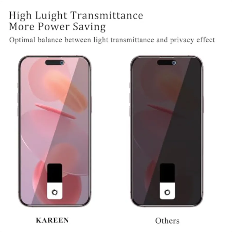 KAREEN 2 Pack Privacy Screen Protector for iPhone 16 Plus 6.7Inch Anti Spy Private Tempered Glass Film Easy to Install Anti Scr