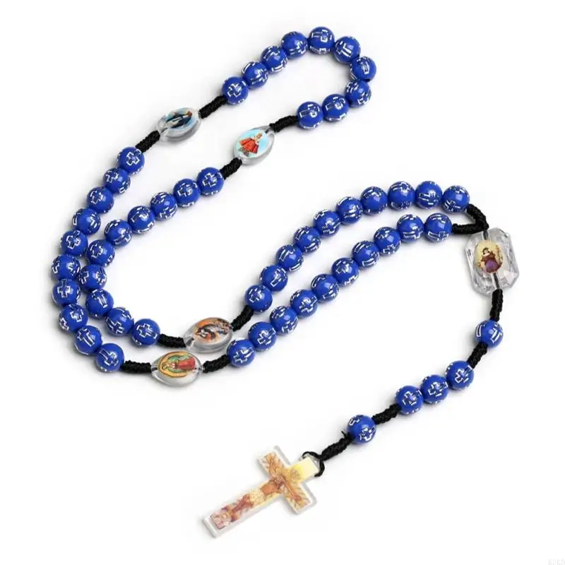 Collier perlé unique K3KD avec pendentif croix fait à main
