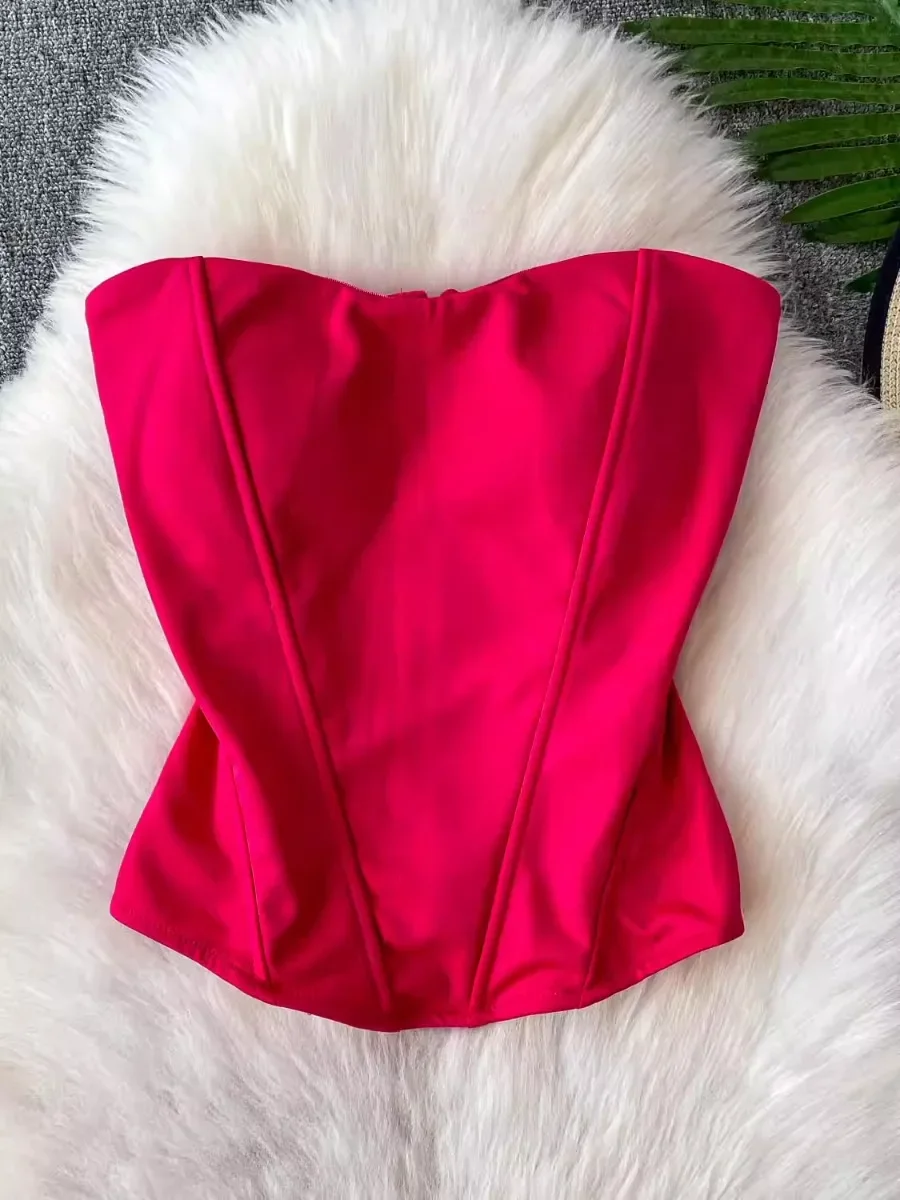 

ssTss 2025 New Outerwear Vest Camis Tanks Women Padded Fishbone Slim Fit Short Top Hot Girl Sexy Off Shoulder Camis