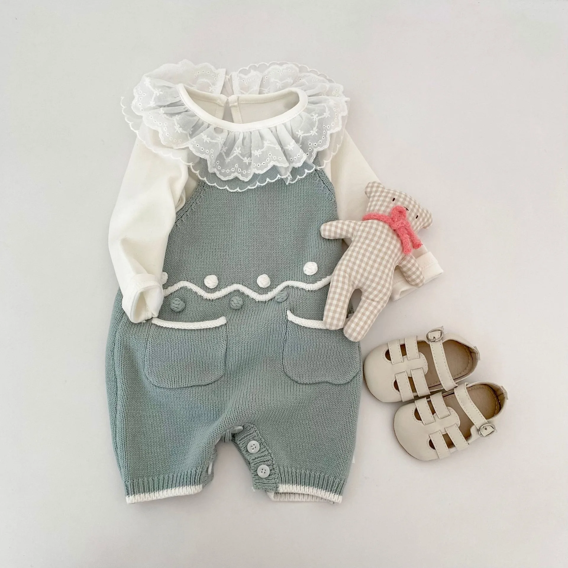 2026 Autumn New Baby Sleeveless Knitted Romper Infant Boy Strap Jumpsuit Toddler Girl Casual Overalls Newborn Clothes
