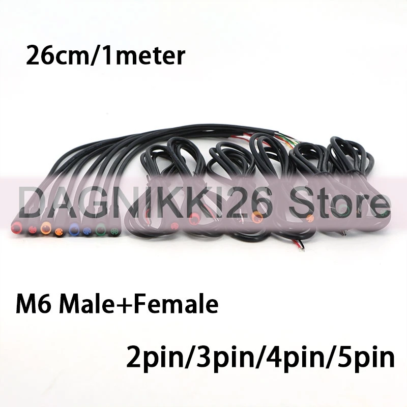 waterproof 26cm 1m mini M6 2 3 4 5 Pin core 6mm male female Julet Electric bike Butt Cable Plug Connector Scooter Brake Sensor u